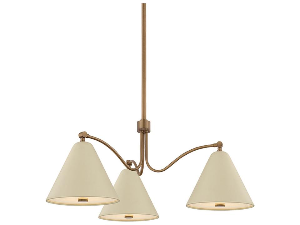Clive 3-Light Patina Brass Soft Sand Chandelier