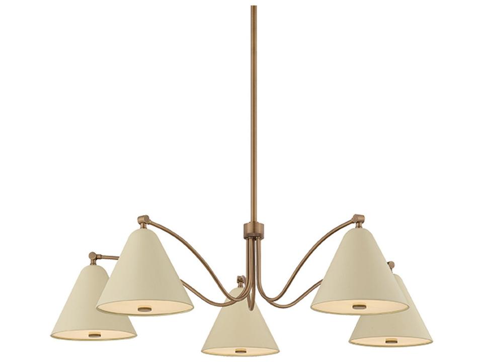 Clive 5-Light Patina Brass Soft Sand Chandelier