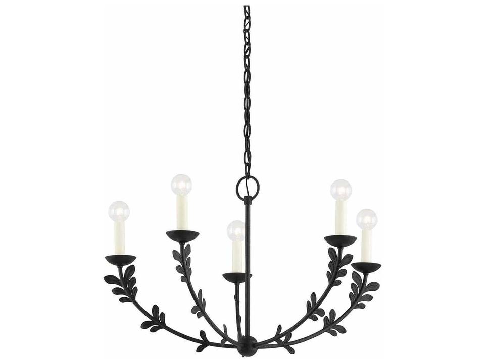 Florian 5-Light Chandelier in Black Iron and Stainless Steel