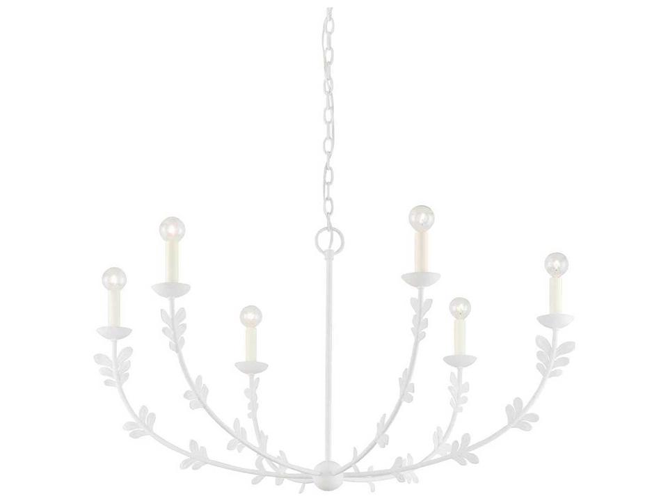 Florian Six Light Chandelier in Gesso White Botanical Design