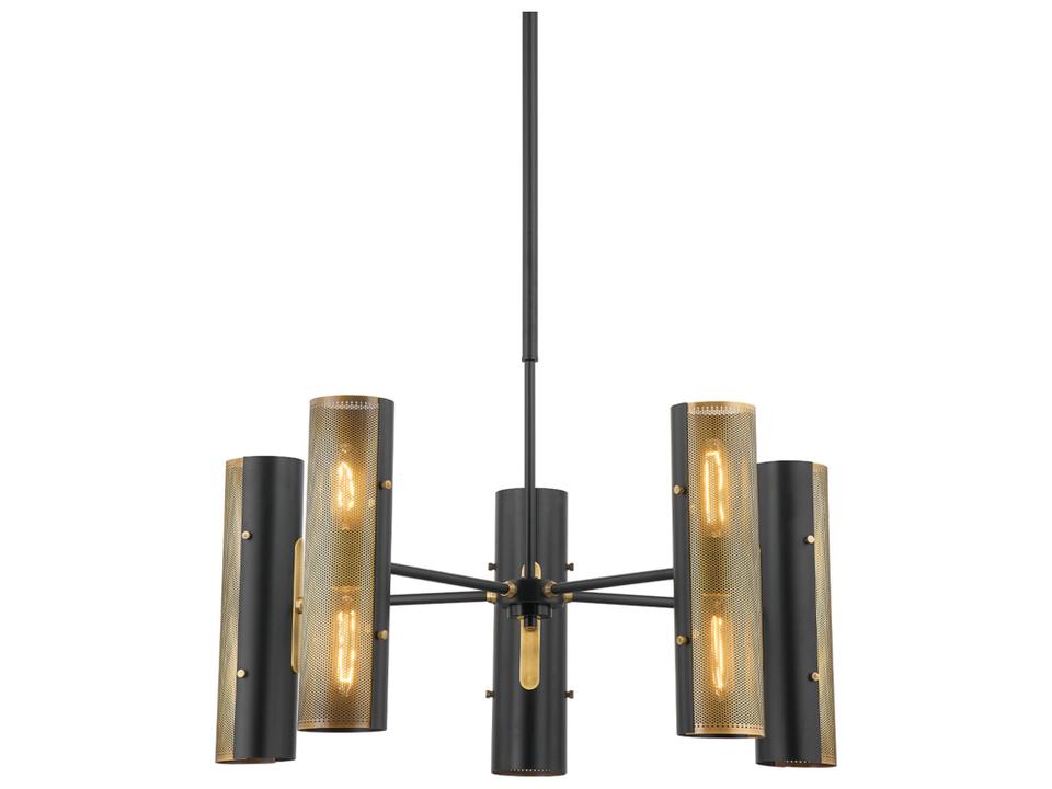 Mikka 10-Light Chandelier in Patina Brass and Soft Black