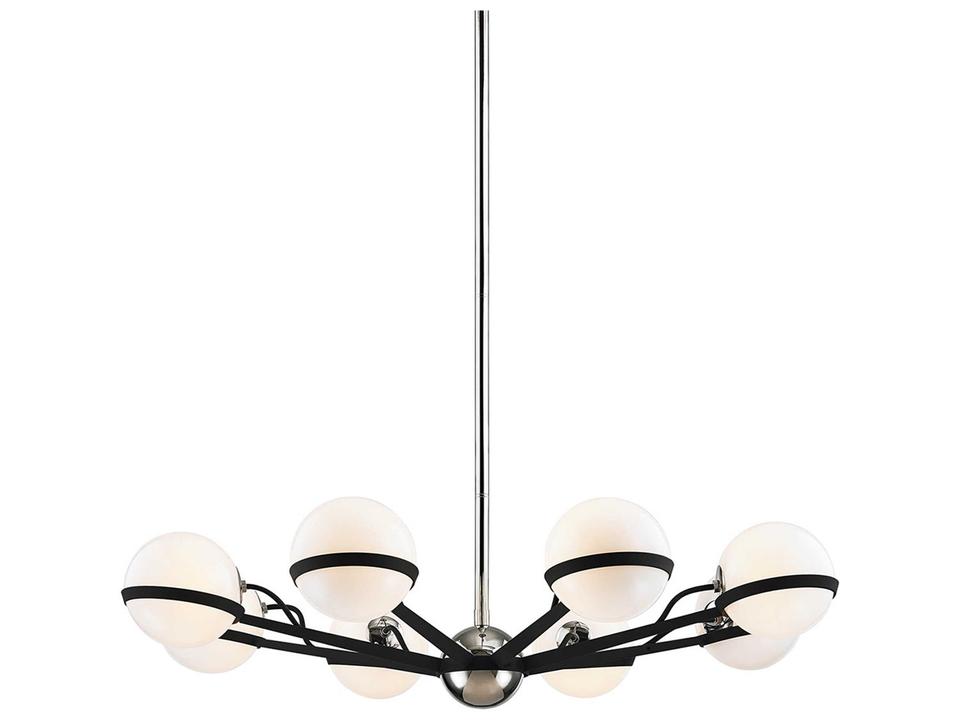 Ace 8-Light Chandelier in Textured Black and Polished Nickel
