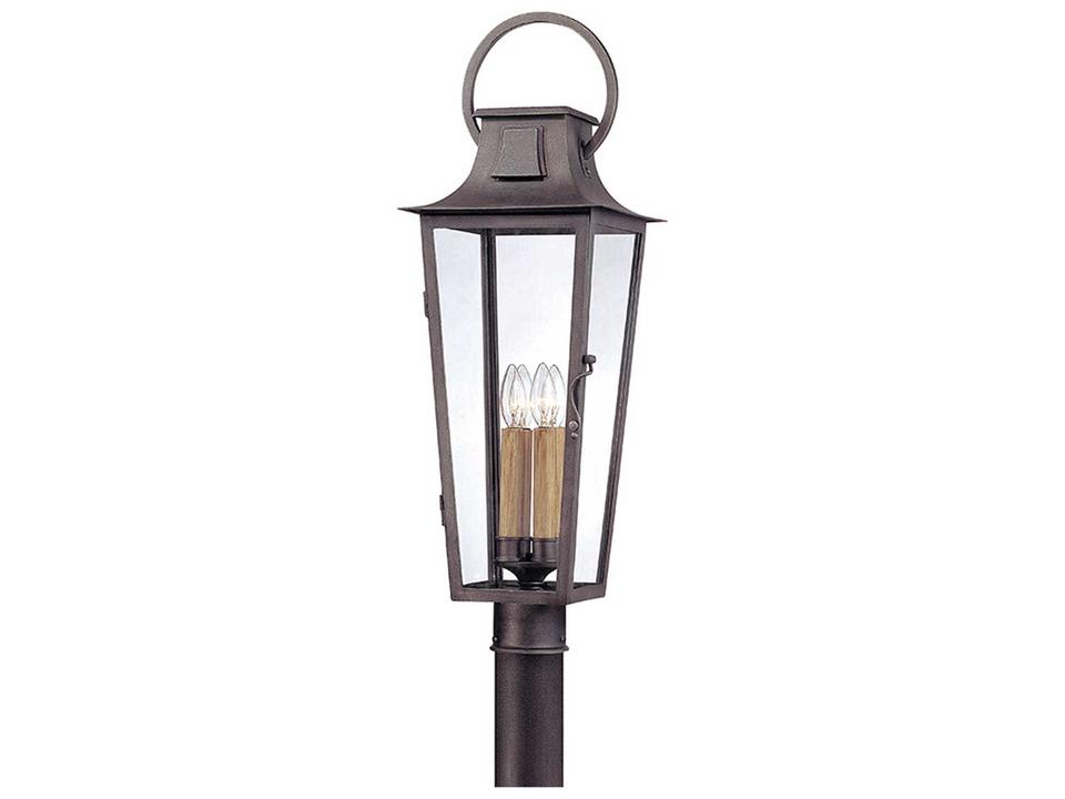 Parisian Square 4-Light Outdoor Post Lantern in Aged Pewter