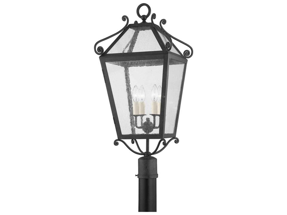 Santa Barbara County Four Light Outdoor Post Light in French Iron with Clear Seeded Glass