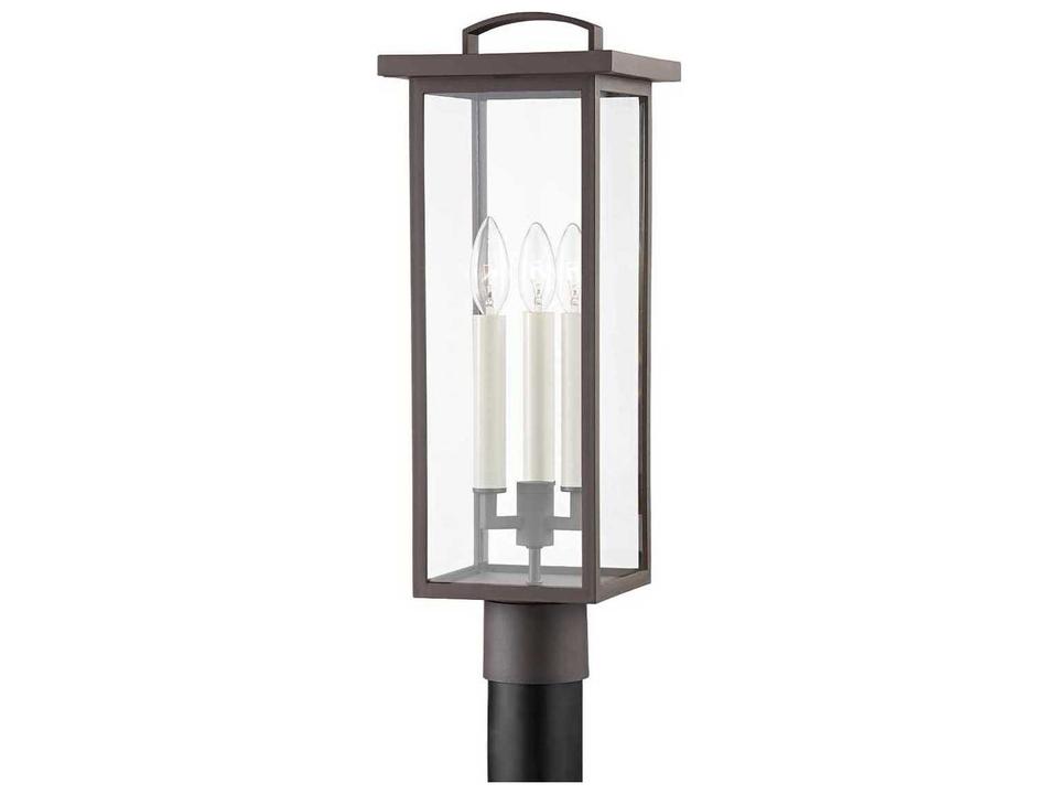 Eden 3-Light Outdoor Post Light in Textured Bronze with Clear Glass