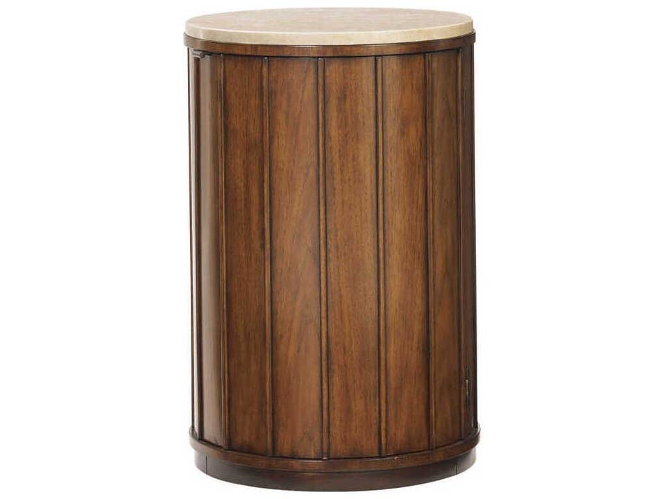 Ocean Club Fiji Drum End Table with Stone Top