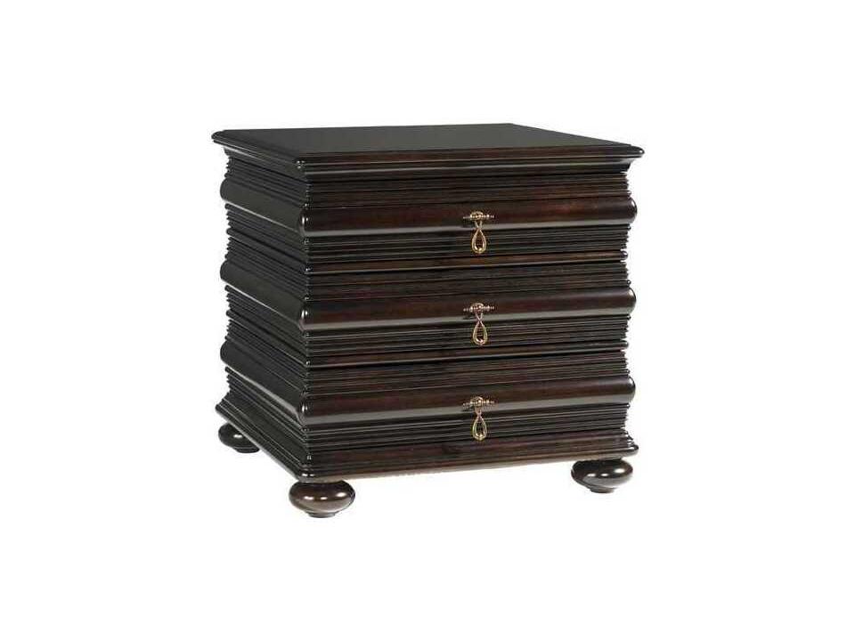 Royal Kahala Black Sands Square End Table in Tobacco Brown Mahogany