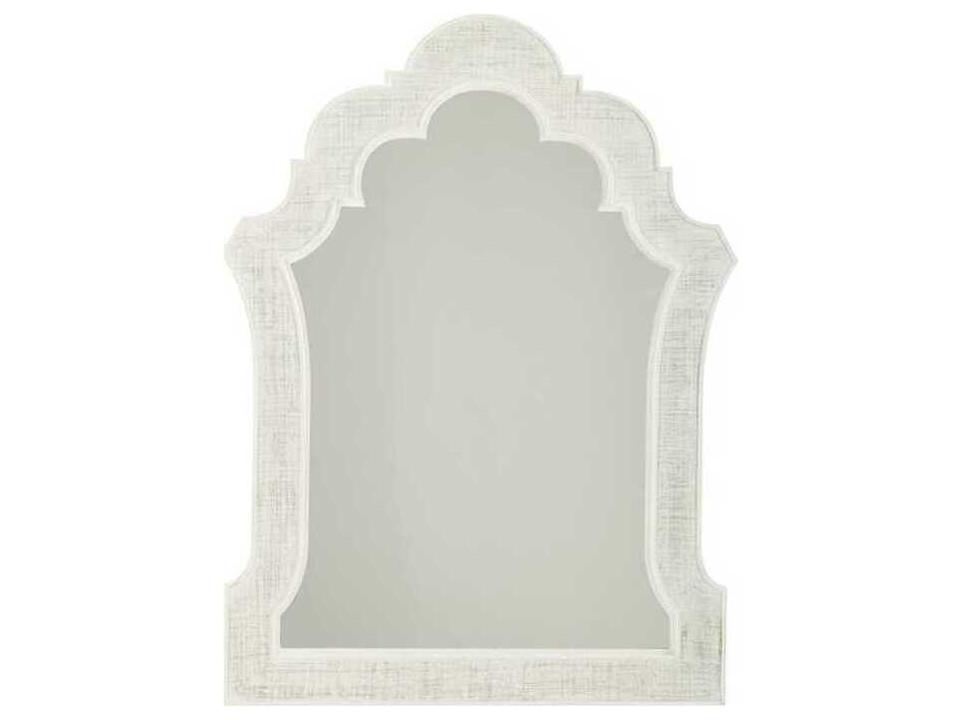 Ivory Key Sandys Wall Mirror in Crisp White with Woven Raffia