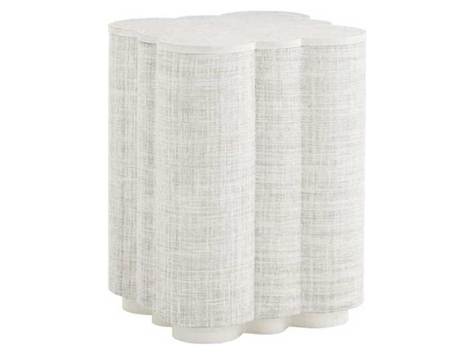 Ivory Key Spar Point Chairside End Table with Woven Raffia