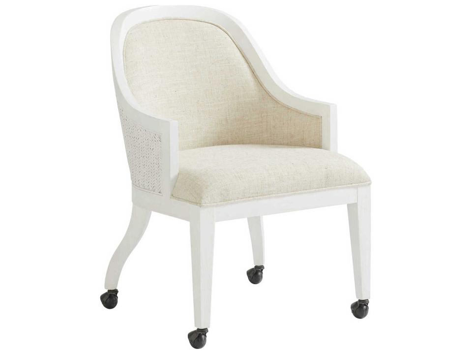 Home Ocean Breeze Bayview Upholstered Dining Armchair with Casters in Caribbean Sands
