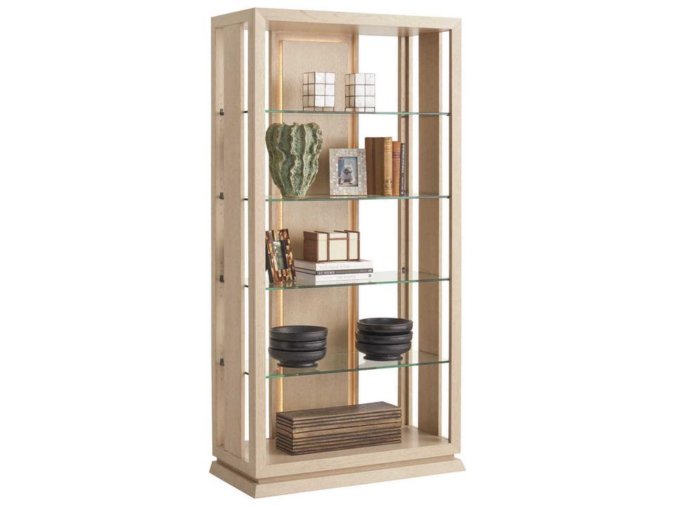 Sunset Key Lancaster Bookcase with LED Lighting in Sand Drift Finish