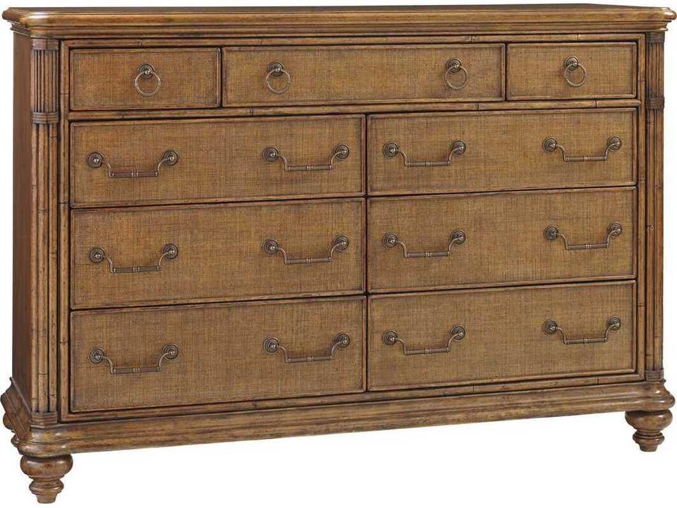 Home Breakers Double Dresser with Raffia Fronts in Caribbean Sunset Finish