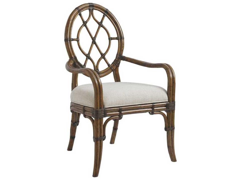Bali Hai Cedar Key Oval Back Arm Dining Chair in Sailcloth