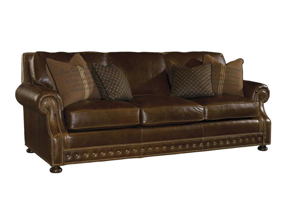 Kingstown Devon 3-Seat Leather Sofa with Nailhead Trim