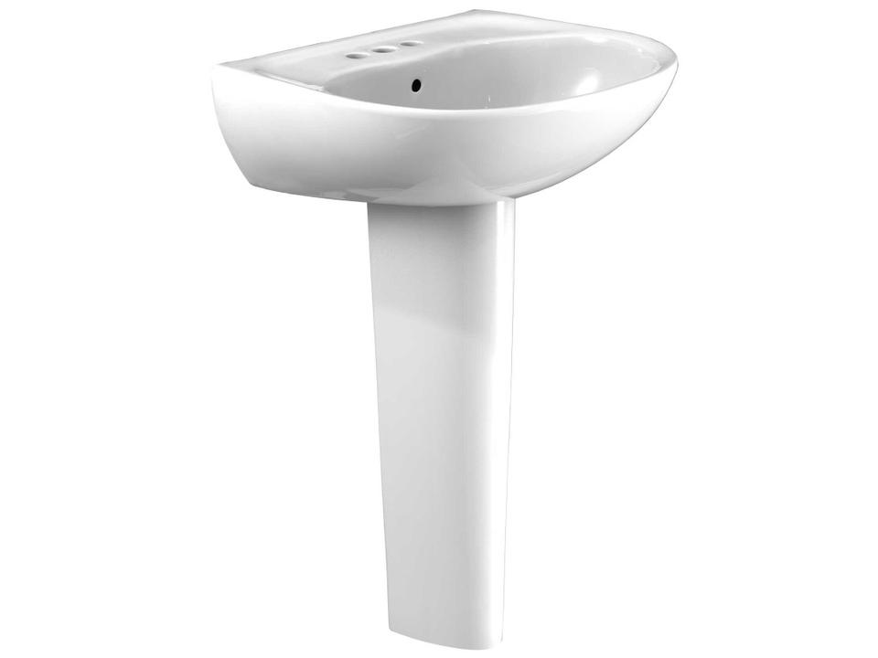 Supreme Oval Pedestal Bathroom Sink 4 Inch Faucet Centers Cotton White