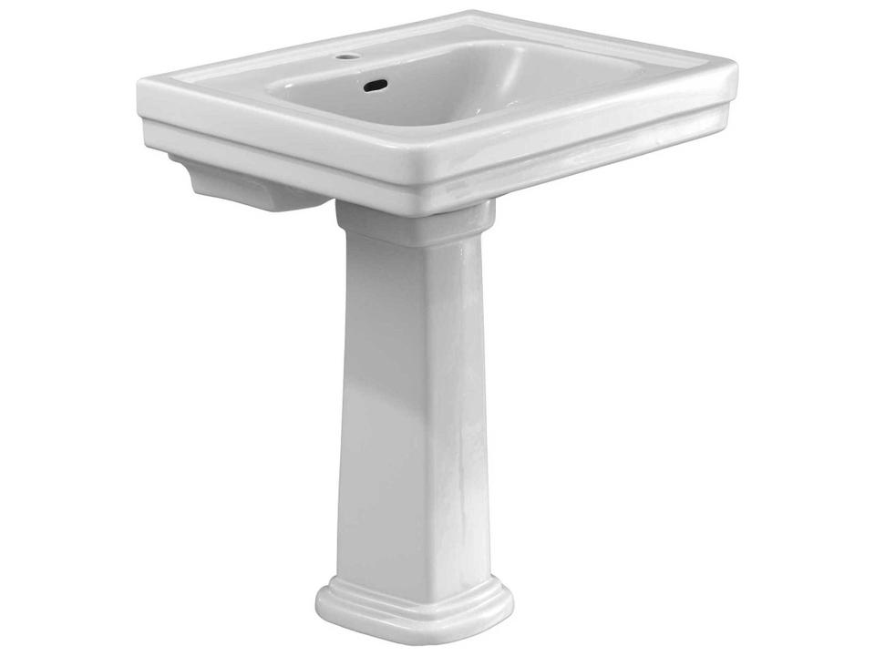 Promenade Rectangular Pedestal Sink Single Faucet Hole Vitreous China