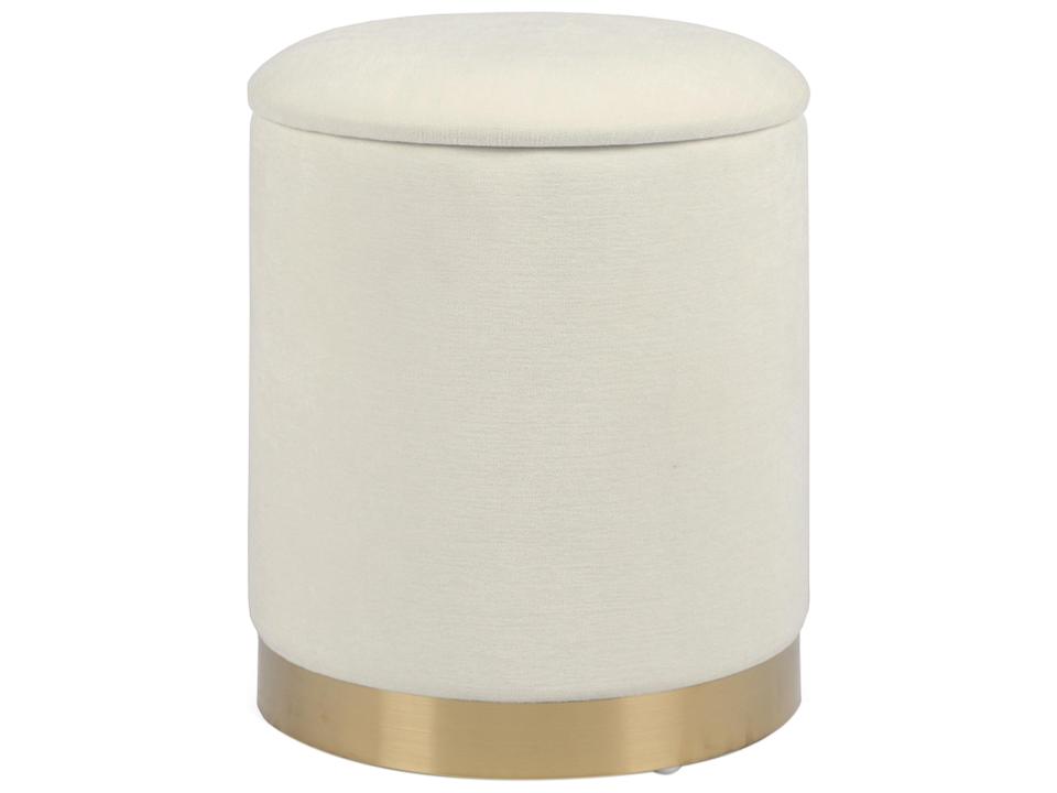 Zoe Cream Chenille Storage Ottoman