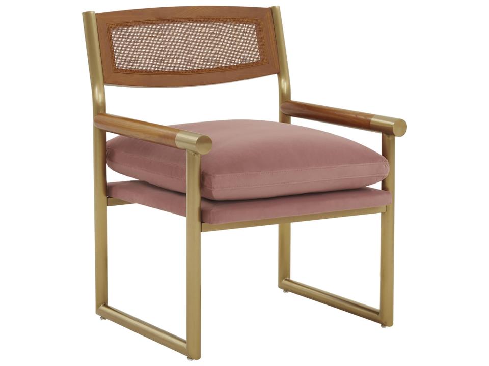 Harlow Rattan and Performance Velvet Accent Chair