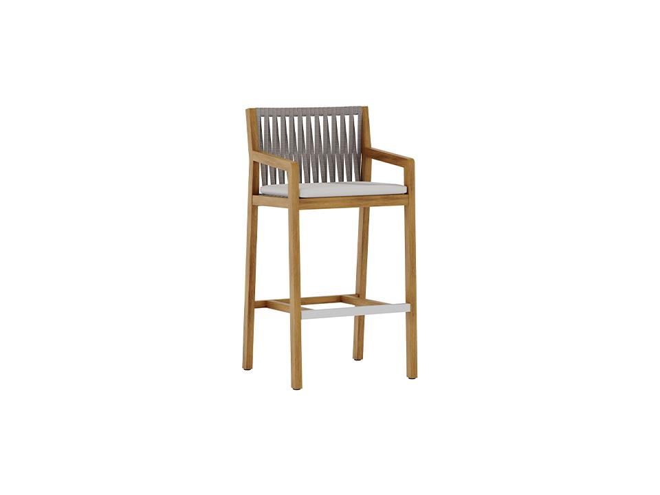Lido Teak Rope Bar Stool with Seat Cushion