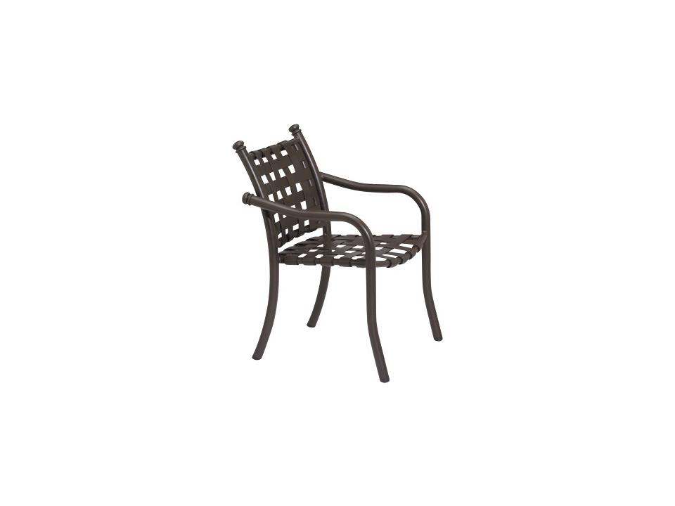 La Scala Cross Strap Aluminum Stackable Outdoor Patio Dining Arm Chair