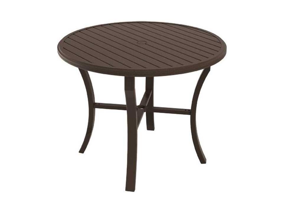 Banchetto 48 Inch Round Slat Aluminum Counter Table with Umbrella Hole
