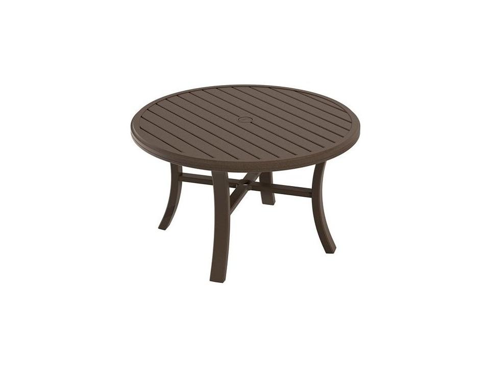 Banchetto Slat Aluminum Round Outdoor Chat Table with Umbrella Hole