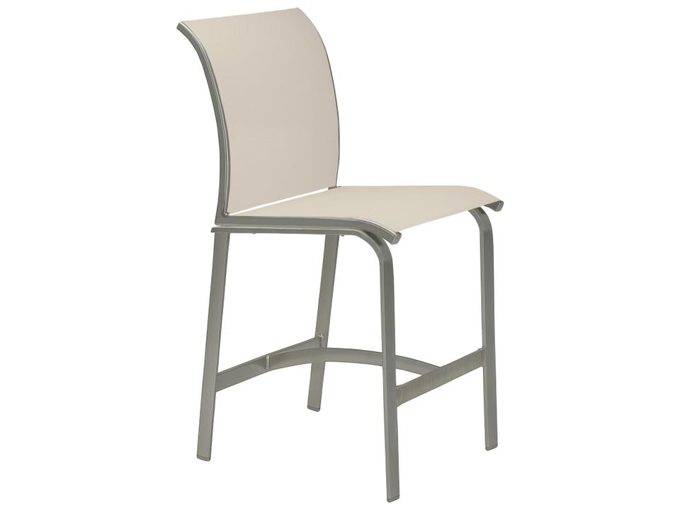 Elance Relaxed Sling Armless Bar Stool in Powder-Coated Aluminum