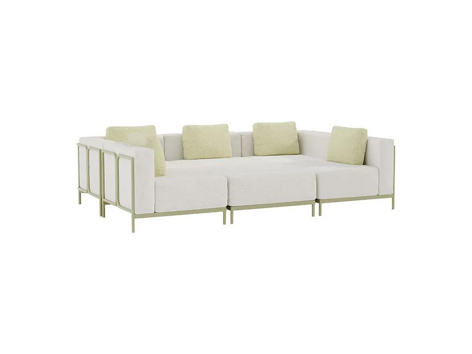 Duval Pit Cushion Aluminum Sectional Lounge Set