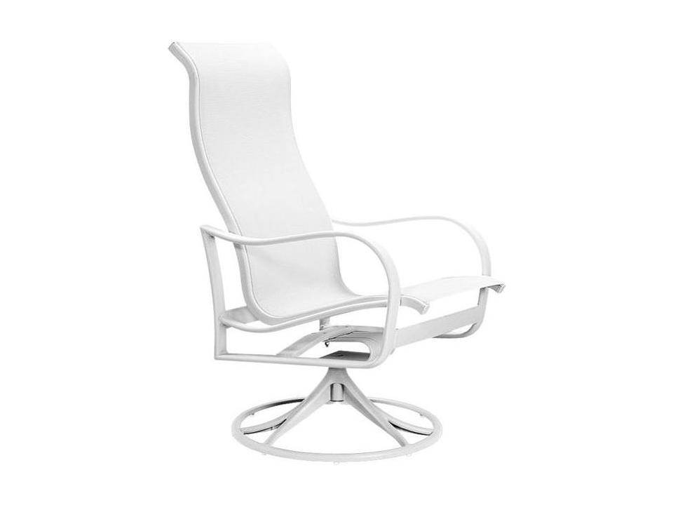 Shoreline Sling Aluminum High Back Swivel Rocker Outdoor Dining Arm Chair