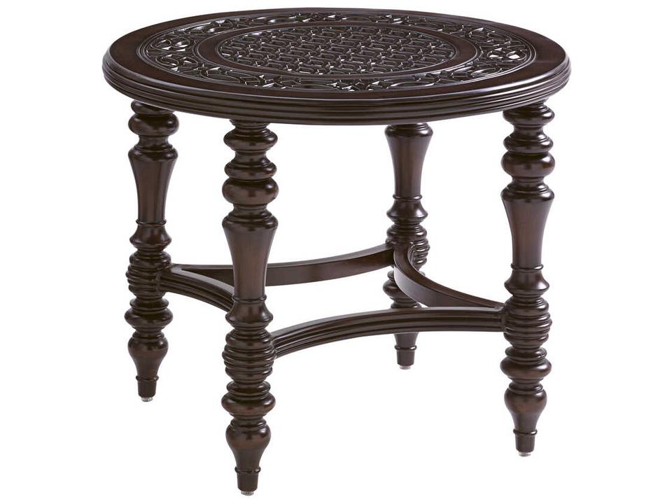 Black Sands Cast Aluminum Round End Table in Deep Umber