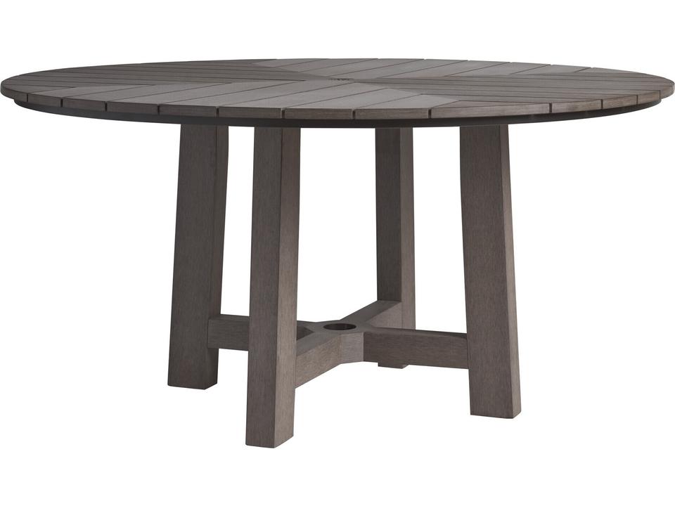 Mozambique Synthetic Teak Round Dining Table Base in Taupe Gray