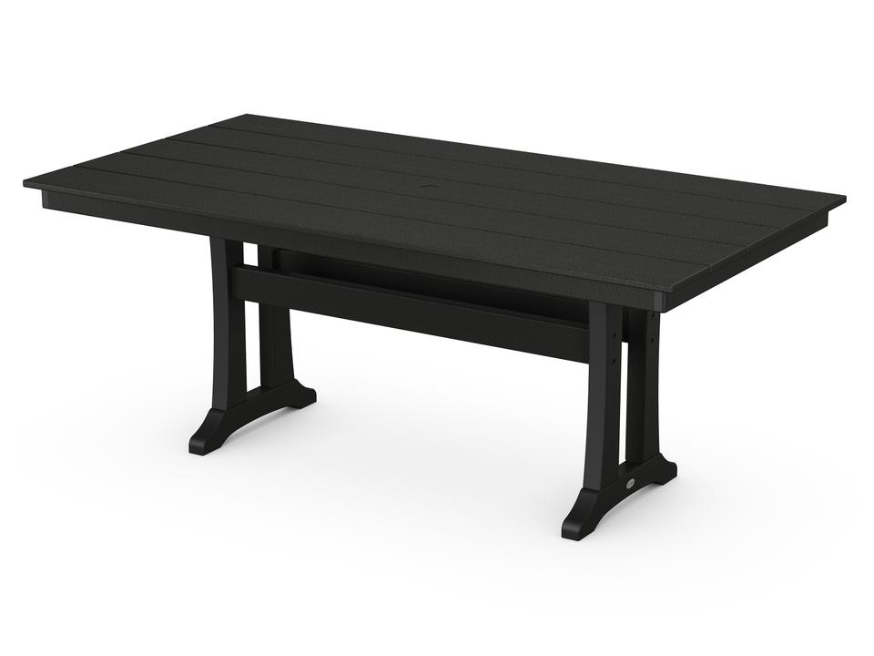 Farmhouse Trestle 72 Inch Recycled Plastic Dining Table with Umbrella Hole
