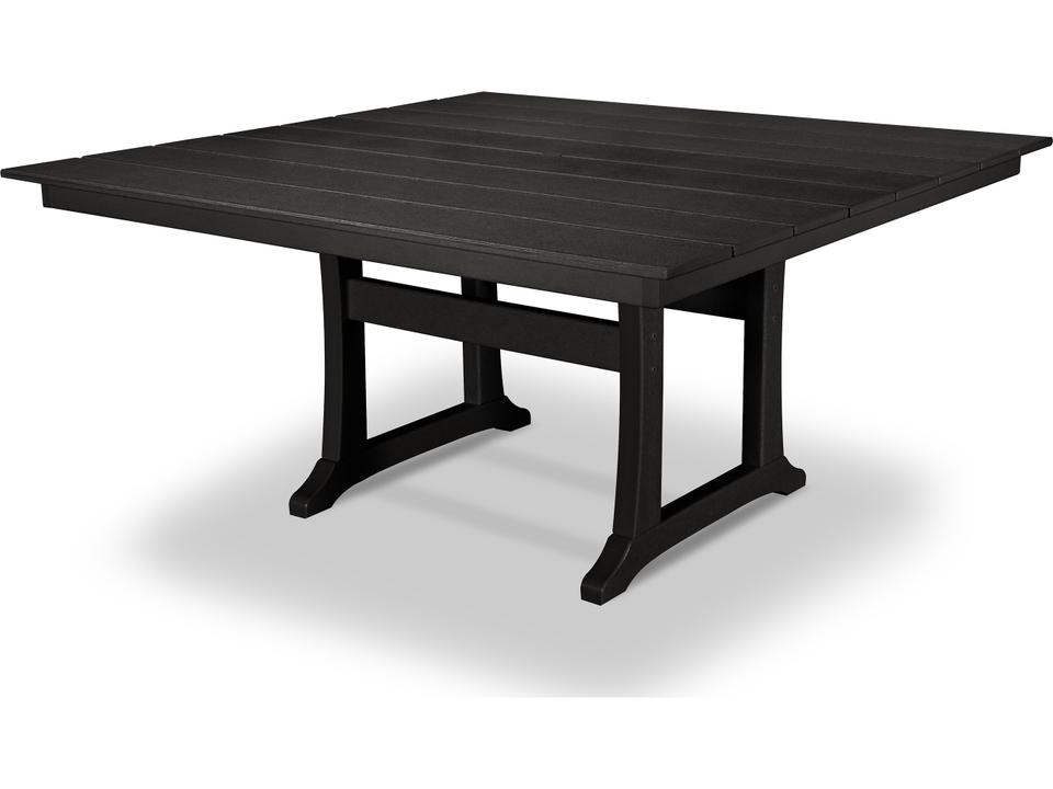 Farmhouse Trestle 59 Inch Square Dining Table with Umbrella Hole