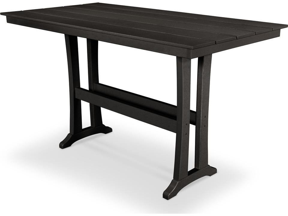 Farmhouse Trestle 72-Inch Rectangular Bar Table with Umbrella Hole