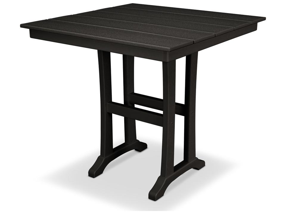 Farmhouse Trestle 37 Inch Square Counter Table with Umbrella Hole