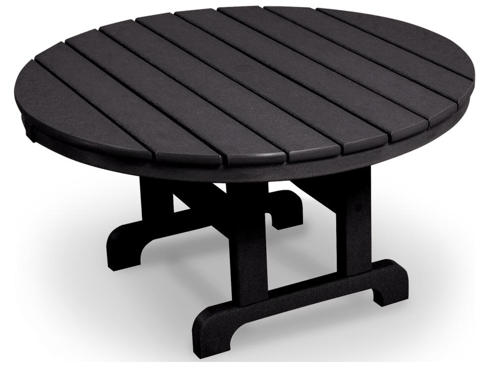 Cape Cod 48-Inch Round Recycled Plastic Chat Table with Umbrella Hole