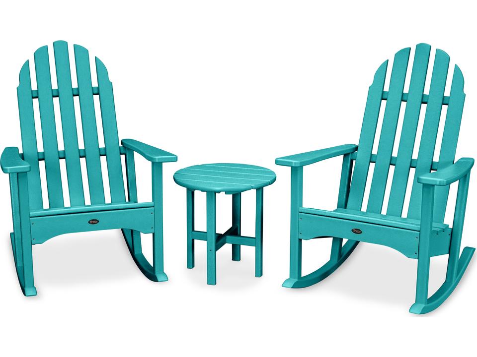 Outdoor Furniture Cape Cod 3-Piece Recycled HDPE Adirondack Rocker Set