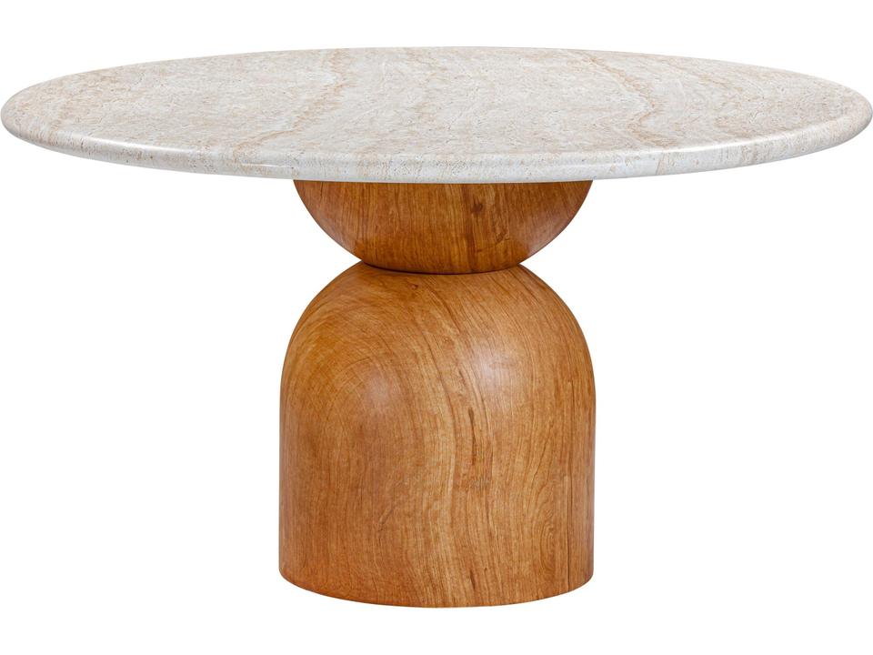 Cynthia 54" Faux Travertine Indoor/Outdoor Concrete Round Dining Table