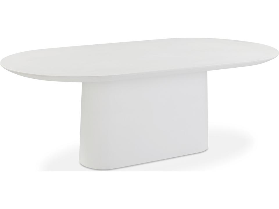 Nara Pure White Concrete 84" x 44" Oval Dining Table