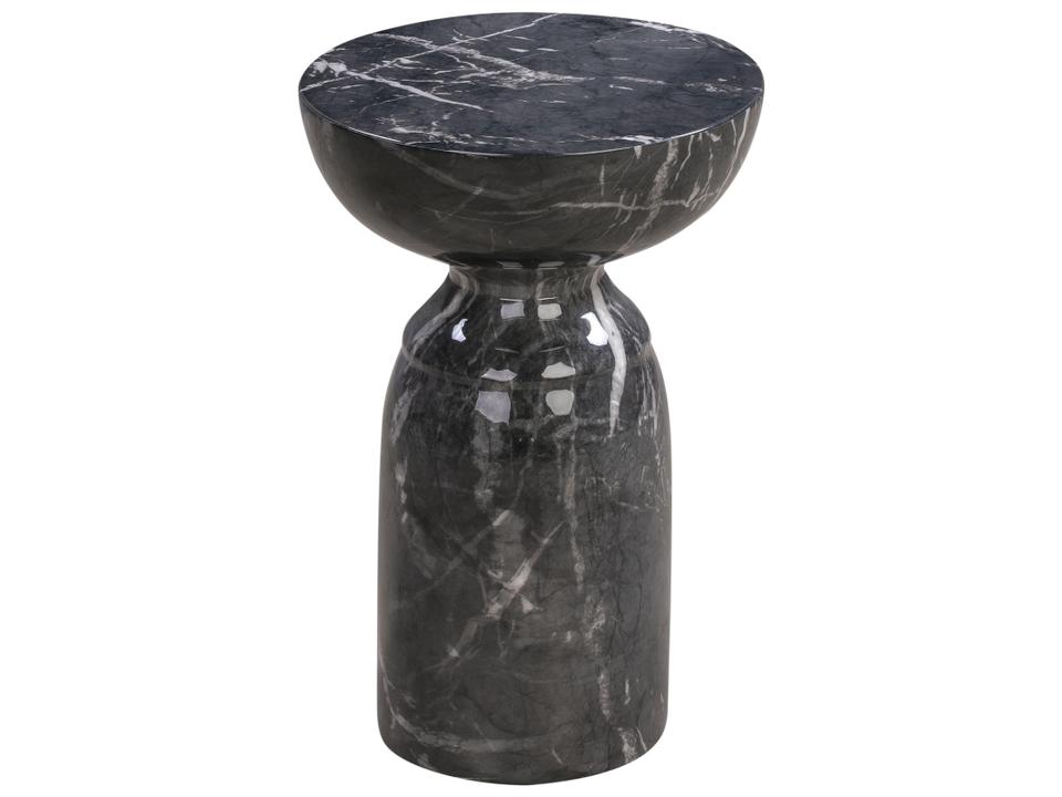 Rue Faux Marble Black 13" Round Side Table