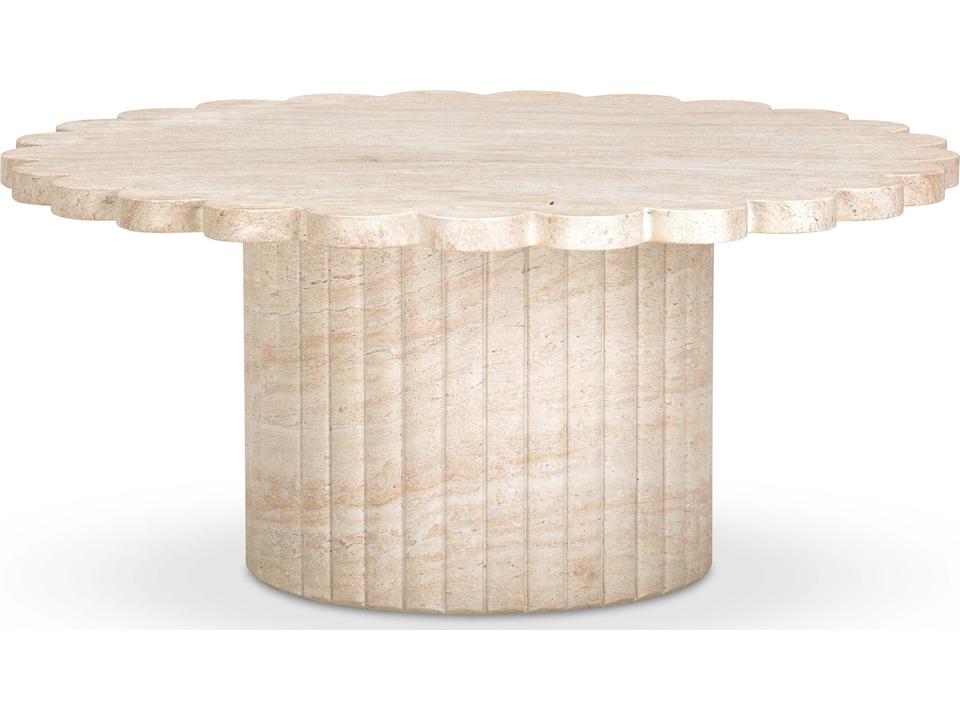 Blossom 36" Washed Faux Travertine Finish Indoor/Outdoor Round Coffee Table