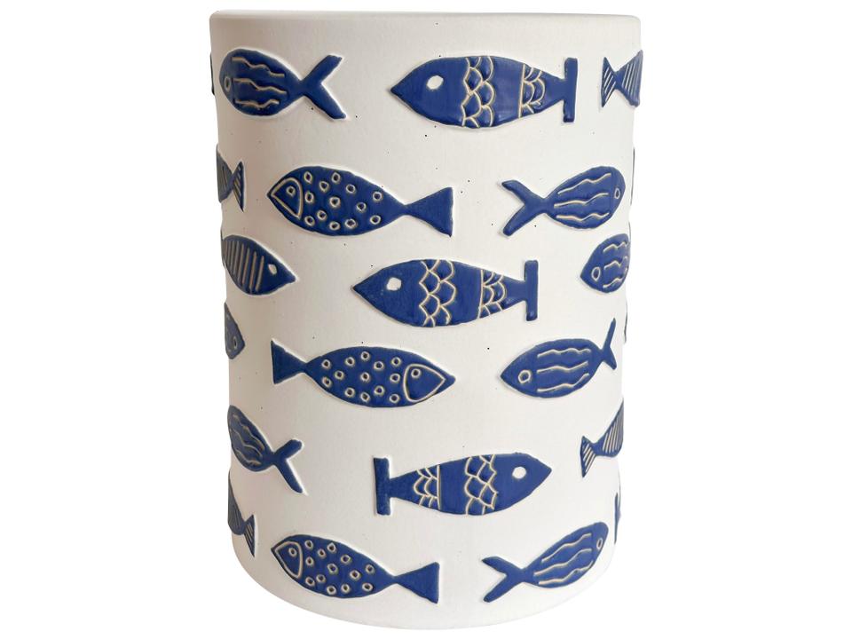 Tempest Ceramic Table in Blue Fish