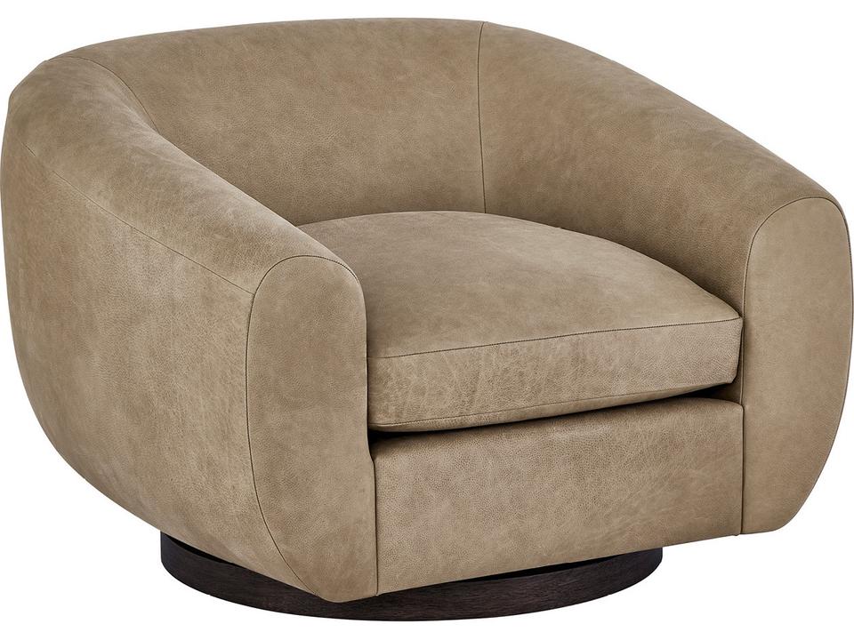 Fitz Leather Swivel Accent Chair in Vail Toffee