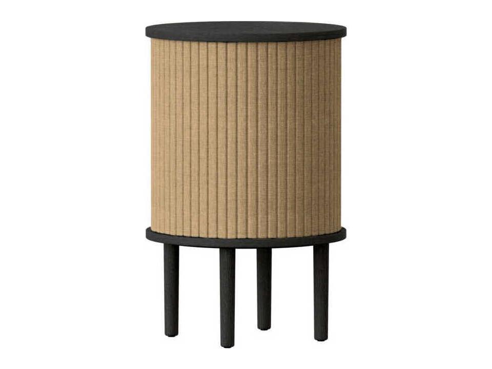Audacious Round Wood Black Oak End Table