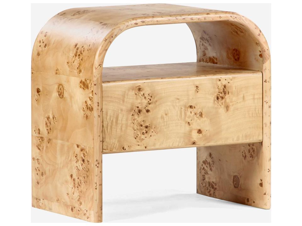 Liam 1-Drawer Burlwood Nightstand