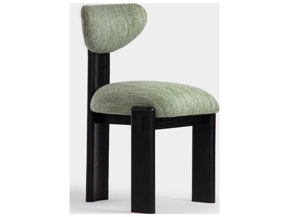 Elio Oak Wood Green Upholstered Armless Dining Chair