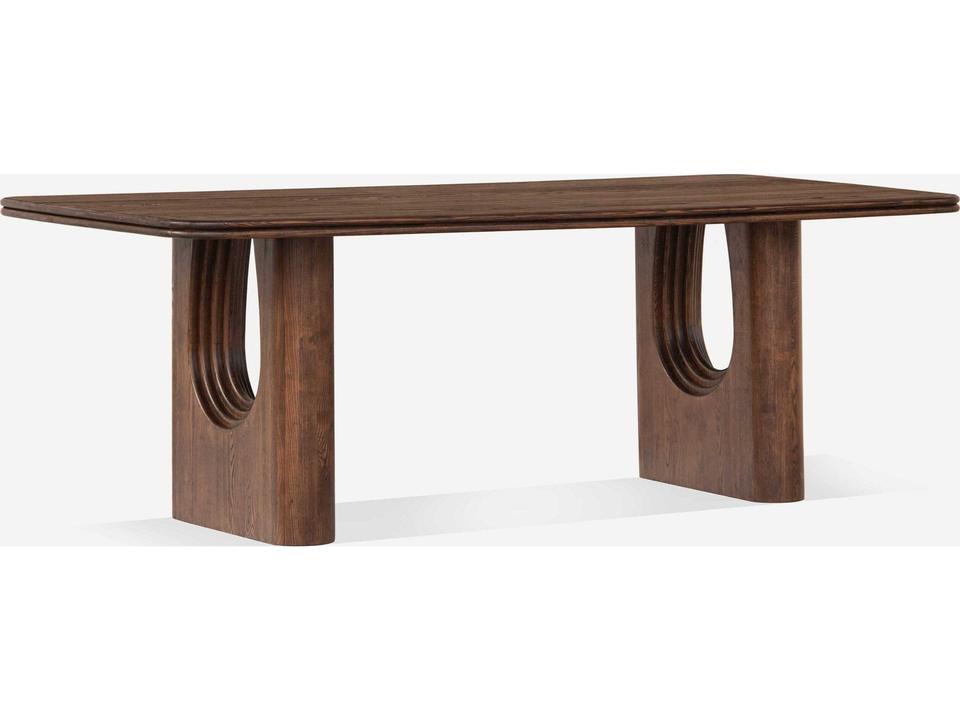 Layered Rectangle Dining Table in Mud Brown Oak Wood