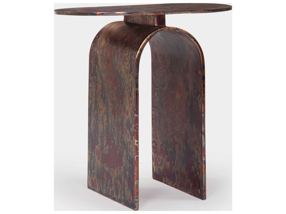Vault Oval Metal Oxidized End Table