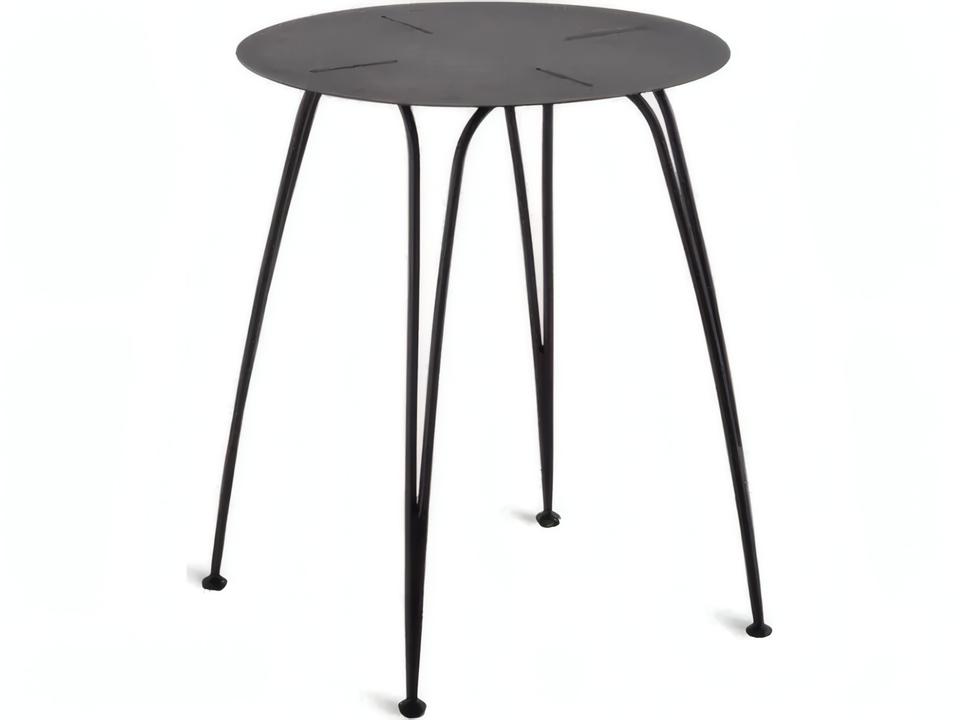 Ariete 20-Inch Round Galvanized Iron End Table in Bronze