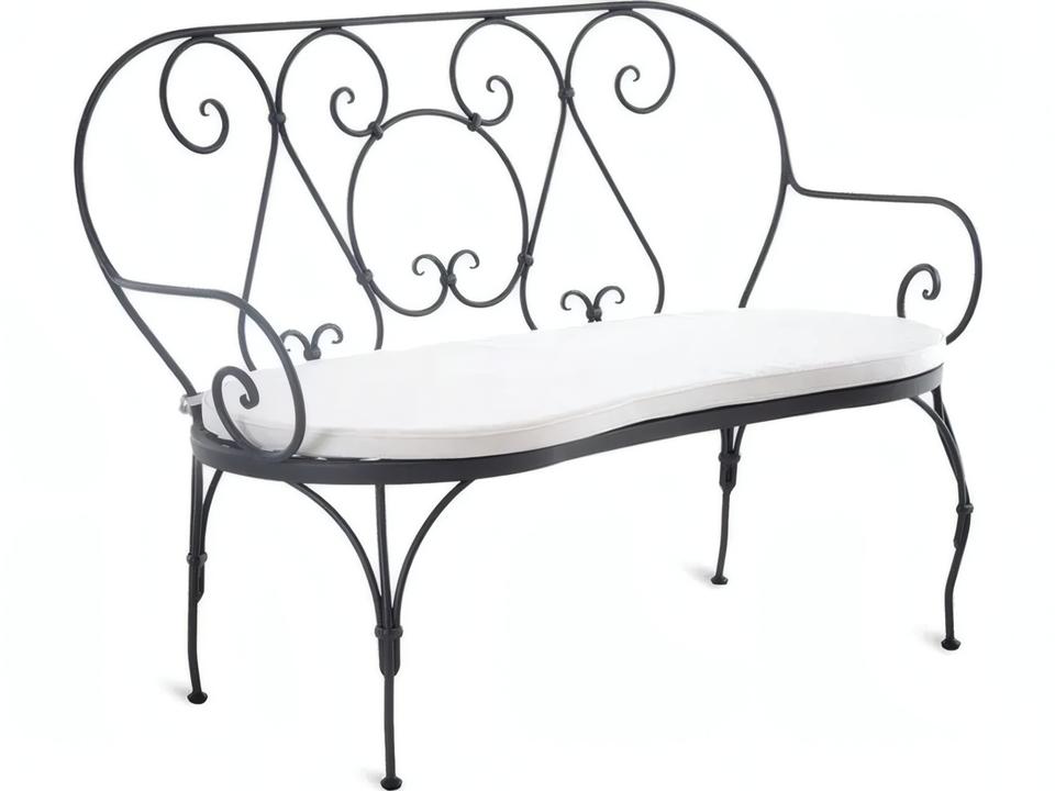 Aurora Wrought Iron 2-Seat Sofa with Latte Acrylic Cushions